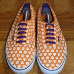 Vans CLEMSON TIGERS Orange & Purple Paw Print Canvas Shoes Men’s 13 RARE!!!