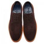 Cole Haan LunarGrand Wingtip Dark Brown Suede/Orange Mens Shoe