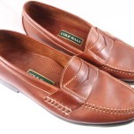 Mens shoes COLE HAAN Resort Brown tan leather slip on penny loafers size 12 D