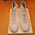 Diesel mens High Top LEATHER Gunmetal sneakers metal studs inlay Sz 45 12 White