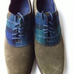 Mens Cole Haan olive green suede and blue tartan plaid laceup ( size 8.5)