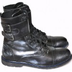 $425 NEW Diesel ME-TAL Black Leather Distressed Double Strap Buckle Boots 12.5