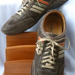 COLE HAAN NIKE AIR mens lace up ALL LEATHER BROWN suede w/ stripes SHOES SZ 14 M