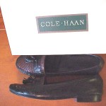 COLE HAAN, MANOCO  MEN’S BLACK & MOCHA  LOAFERS 9 1/2 M VERY NICE, IN O.B.