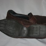 HUGO BOSS TEXTURED BROWN LEATHER PENNY LOAFERS SIZE 8
