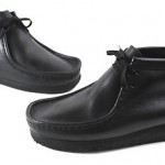 Men’s Clarks ‘Wallabees’ Black Leather Lace Up Casual Shoes Boots Sz 9 M