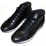 $395 Hugo Boss ‘NIKKOS’ Size 10 (9 UK) Leather Ankle Boots/Sneakers in Black