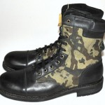 $425 NEW Diesel CASSIDY Black Leather & Camouflage Canvas Ankle Boots 46/12.5