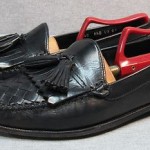 COLE HAAN “Resort” black leather TASSELED LOAFERS w/ woven vamp sz 8.5 D