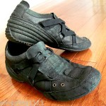 DIESEL BLACK-GRAY-SMOKE JAI LEATHER ATHLETIC CASUAL SHOES-11M-WORN ONCE
