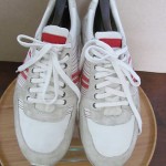 Mens sz 10 M white leather beige suede Diesel athletic tennis shoes