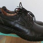 Mens sz 10W black leather Unstructured by Clarks lace tie oxford casual shoes