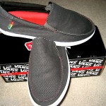 VANS SKATEBOARDING MENS BALI SLIP ON SHOES BLACK & RED RASTA DESIGN SIZE 11 NR