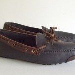Mens COLE HAAN COUNTRY Flat Black Leather Moc Toe Driving Loafers size 9.5 D
