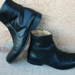 Hugo Boss Ankle Boots Black Leather Side Zipper Mens Size 8 US / 41.5 EU