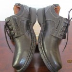 Mens sz 10W black leather Unstructured by Clarks lace tie oxford casual shoes
