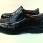 Mens Clarks Shoes Size 12 M Black Leather Slip Ons Loafers