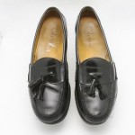 Mens shoes COLE HAAN black leather slip on tassel loafers sz 9.5 D