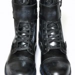 $425 NEW Diesel ME-TAL Black Leather Distressed Double Strap Buckle Boots 12.5