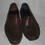 HUGO BOSS TEXTURED BROWN LEATHER PENNY LOAFERS SIZE 8