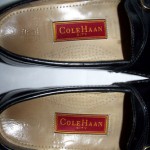 Cole Haan Men’s Black Glossy Leather Slip on Loafers Sz 8 EUC