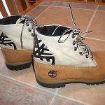 Men’s Timberland Boots, size 10 1/2, Canvas Top with Large Graphics, Cool Design