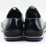 HUGO BOSS BLACK LABEL BLACK & BLUE SHOES 100% LEATHER NEW SZ 11 44 MADE IN ITALY