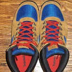 Timberland GT Scramble Mid Men’s Hiking Boots Wheat Brown/Blue/Red Leather 2215R