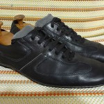 STUNNING HUGO BOSS ITALIAN SHOES MEN SZ 10/11 BLACK LEATHER OXFORDS SNEAKERS EUC