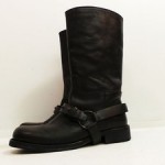 Original HUGO BOSS Black Leather Motorcycle Biker Tall Boots Shoes sz 11 44