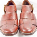 Men’s COLE HAAN brown leather sandals shoes buckle woven SIZE 9.5 D