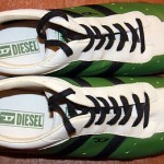 Diesel Mens Wish Shoes Size 8 Walking Sneakers, Green and White – Leather MINT