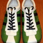 Diesel Mens Wish Shoes Size 8 Walking Sneakers, Green and White – Leather MINT