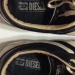 Diesel Men’s Wish Ivory W/Black Leather Sneakers Size 10.5