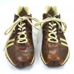 Brown White Leather Mesh Canvas DIESEL 1 Hand Control Skater Sneakers Shoes 10.5