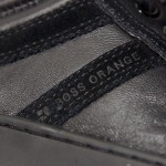 $225 Hugo Boss Black Leather Sneakers Mens Shoes 6 39 Trainers Fashion .5