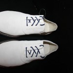 NEW COLE HAAN AIR FRANKLIN WHITE SUEDE SADDLE OXFORDS WITH BLUE SOLES sz 11 M