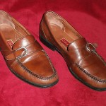 MENS COLE HAAN BROWN WALNUT LOAFERS WITH PEWTER BUCKLES 11 1/2 D NICE!!!