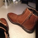 Mens Cole Haan Nike Air Brown Snake-Stamped Leather Ankle Boots Size 8 1/2
