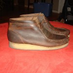 CLARKS WALLABEE BOOT US 12 WAXED BROWN LEATHER EUC