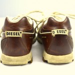 Brown White Leather Mesh Canvas DIESEL 1 Hand Control Skater Sneakers Shoes 10.5