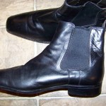 HUGO BOSS  BLACK LEATHER ANKLE BOOTS W ELASTIC SIDE & PULL LOOP SZ 10 M $29.99