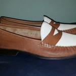 Cole Haan Mens Tan & White Italian Leather Loafers, Size 8.5, EUC