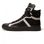 $245 Hugo Boss Black Leather Sneakers Mid Boots Mens Shoes 9 42 Trainers .5