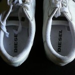 Diesel Men’s Size 10 White Leather walking athletic sneakers pre – owned clean