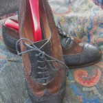 COLE HAAN BRAGANO TWO TONE BLACK LEATHER SADDLE BY LIGHT BROWN SUEDE SZ 9.5M