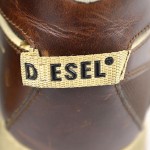 Brown White Leather Mesh Canvas DIESEL 1 Hand Control Skater Sneakers Shoes 10.5