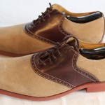 COLE HAAN mens size 10.5 M tan suede and brown leather saddle shoes