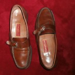 MENS COLE HAAN BROWN WALNUT LOAFERS WITH PEWTER BUCKLES 11 1/2 D NICE!!!