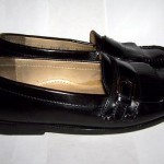 Cole Haan Men’s Black Glossy Leather Slip on Loafers Sz 8 EUC